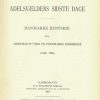 Adelsvældens Sidste Dage - J.a. Fridericia - Bog
